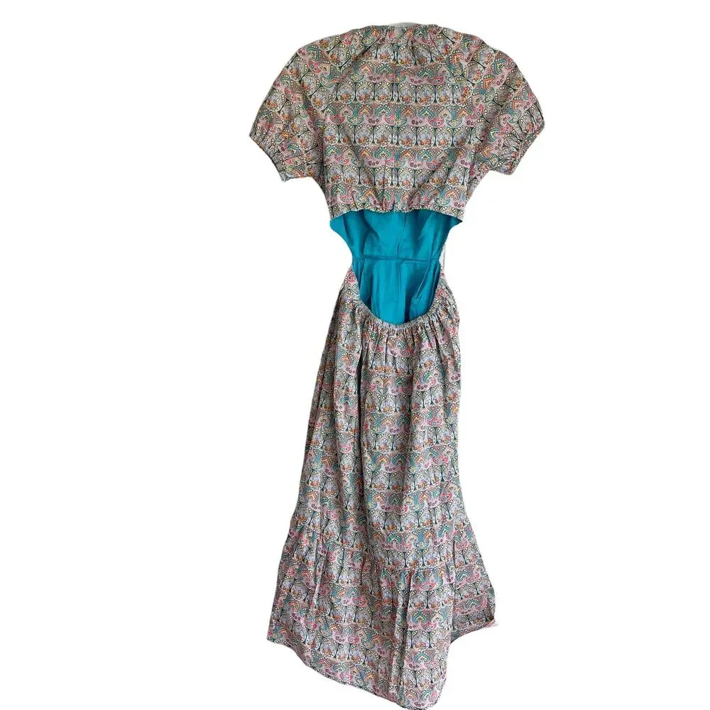 J.Crew Organic Cotton Giorgia Duke Print Back Cut Out Sun Dress Size 00/XS NWT